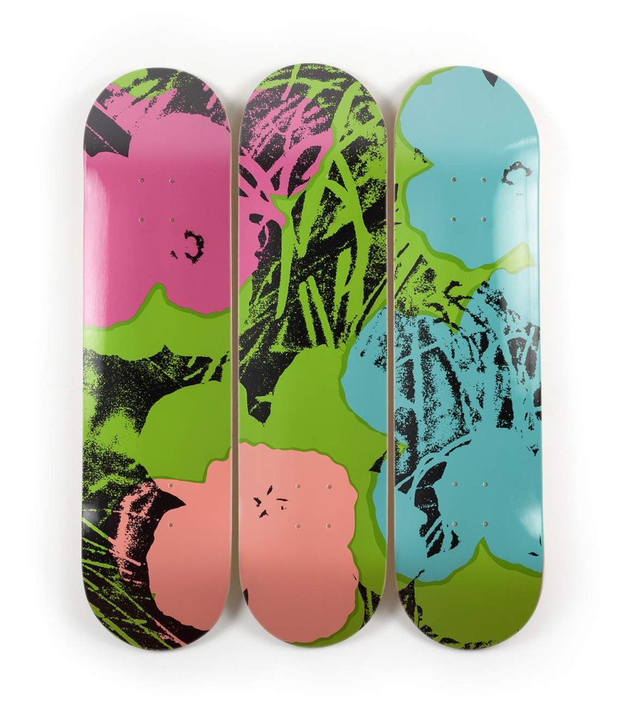 Andy-Warhol-Skateboards andy-warhol-skateboards | Flowers - Green/Pink Triptych Andy Warhol X The Skateroom