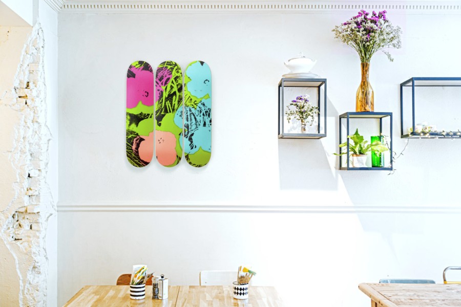 Andy-Warhol-Skateboards andy-warhol-skateboards | Flowers - Green/Pink Triptych Andy Warhol X The Skateroom