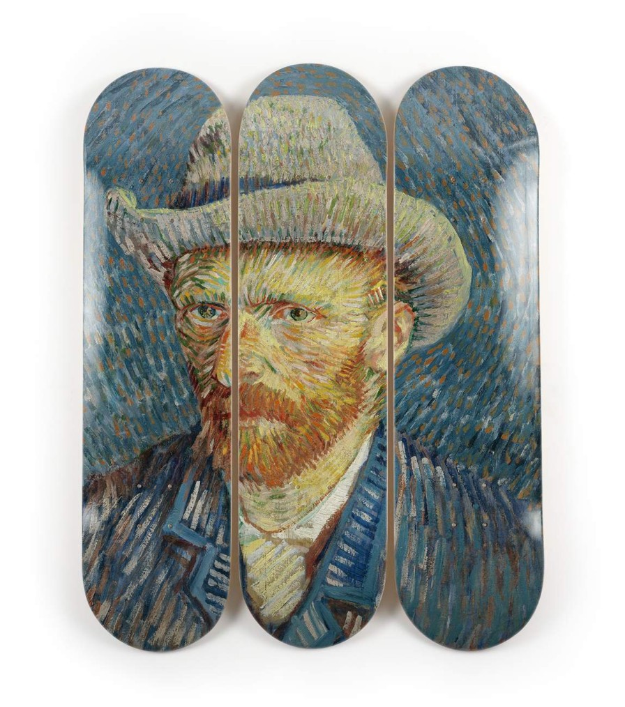 Vincent-Van-Gogh-Skateboards vincent-van-gogh-skateboards | Self-Portrait With Grey Felt Hat Triptych The Skateroom X Van Gogh