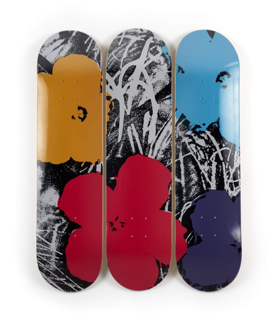 Andy-Warhol-Skateboards andy-warhol-skateboards | Flowers - Grey/Red Triptych Andy Warhol X The Skateroom