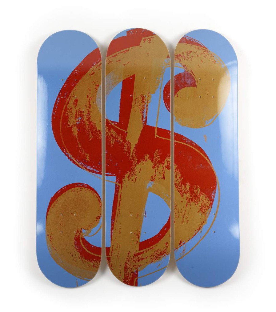 Andy-Warhol-Skateboards andy-warhol-skateboards | Dollar Sign Blue Triptych - Andy Warhol X The Skateroom