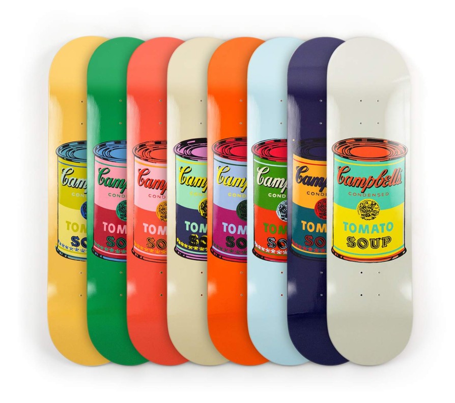 Andy-Warhol-Skateboards andy-warhol-skateboards | Set Of 8 Colored Campbell'S Soup Cans By Andy Warhol The Skateroom