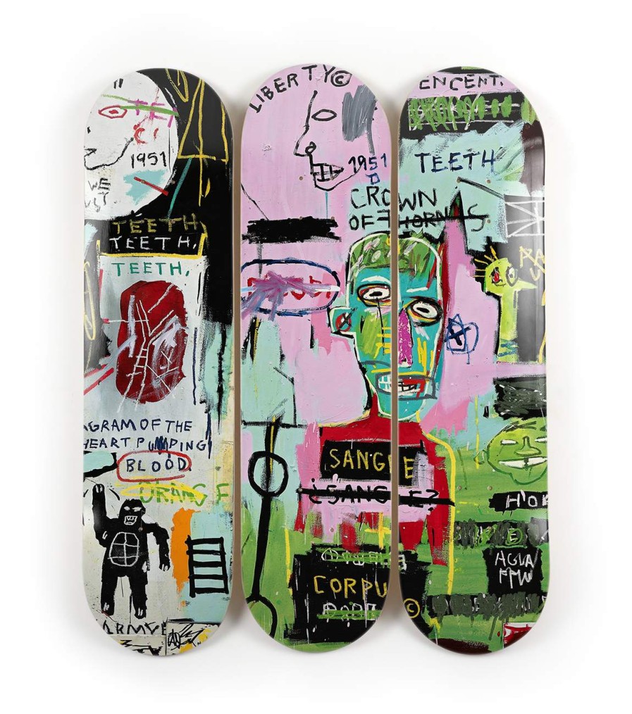 Jean-Michel-Basquiat-Skateboards jean-michel-basquiat-skateboards | In Italian Triptych - Jean-Michel Basquiat The Skateroom