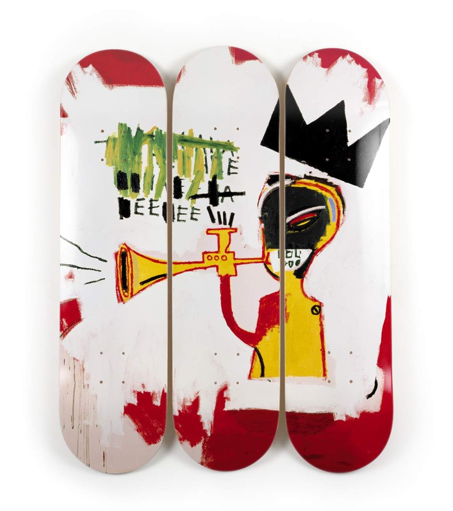 Jean-Michel-Basquiat-Skateboards jean-michel-basquiat-skateboards | Trumpet Triptych - Jean-Michel Basquiat The Skateroom