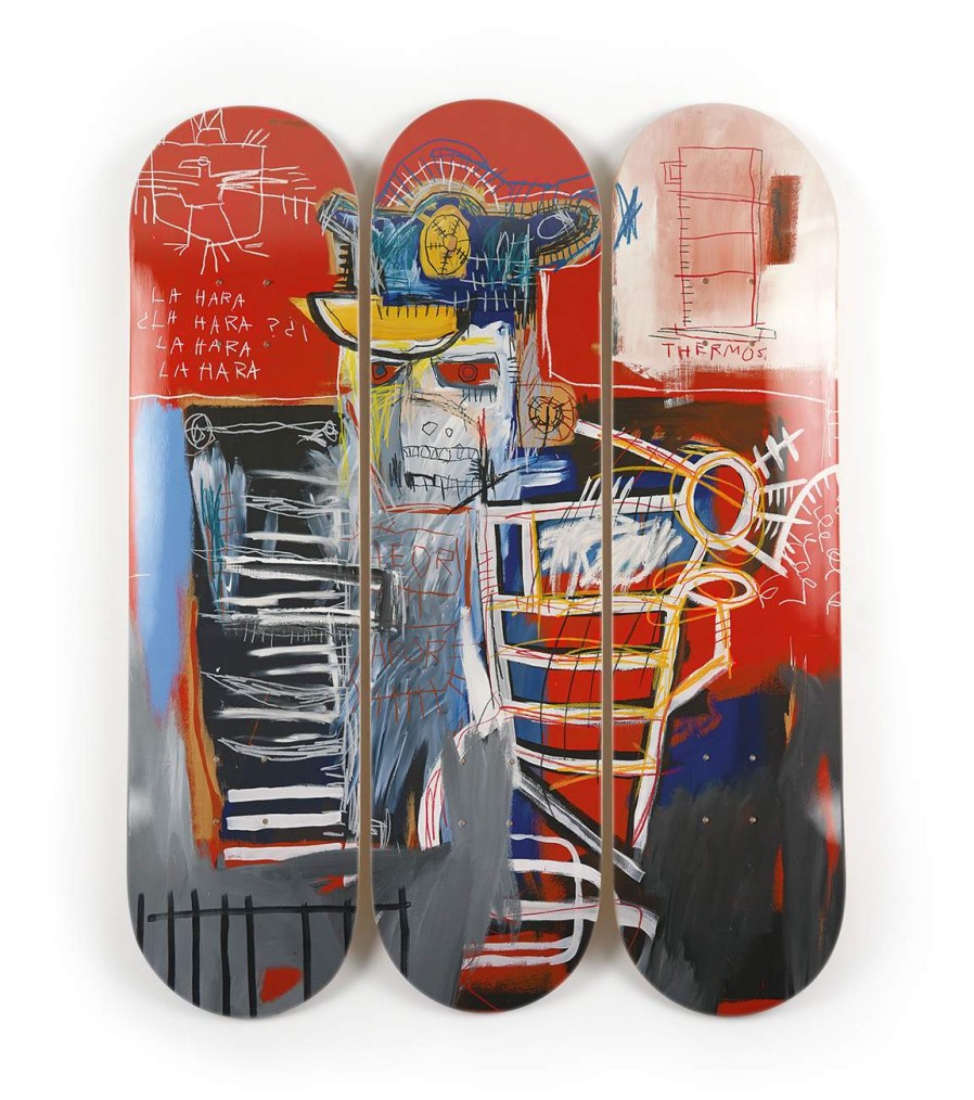 Jean-Michel-Basquiat-Skateboards jean-michel-basquiat-skateboards | La Hara, 1981 Triptych - Jean-Michel Basquiat The Skateroom