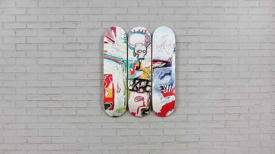 Jean-Michel-Basquiat-Skateboards jean-michel-basquiat-skateboards | Untitled (Rotterdam), 1982 Triptych - Jean-Michel Basquiat The Skateroom